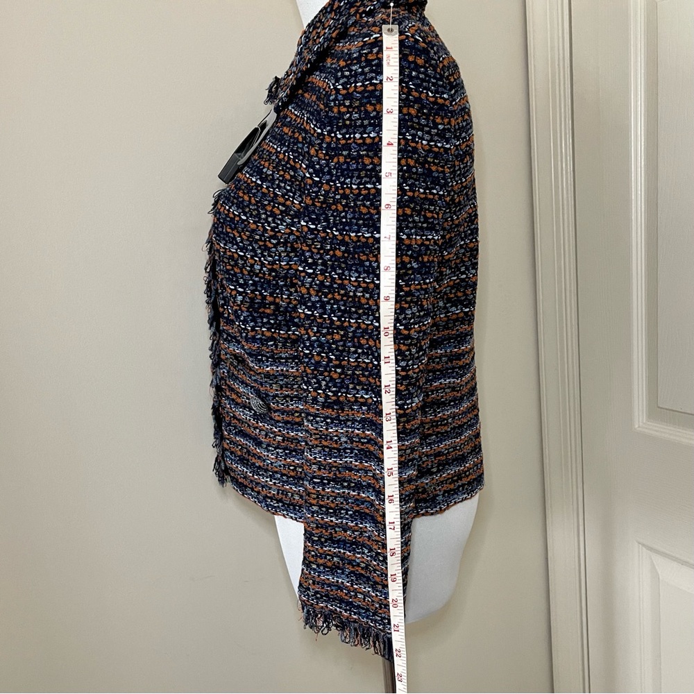 St. John Navy and Copper Tweed Blazer with Floral Scarf - Picture 6 of 15